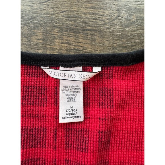 Victorias Secret Womens Red Black Plaid Thermal Pajama - Picture 3 of 5